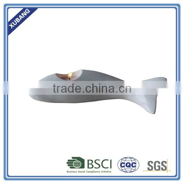 high quality chinese big sale handmade poly resin Unique Fish candle holder