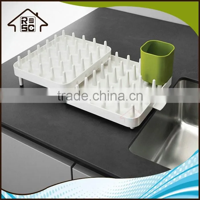 NBRSC Adjustable Plastic Dish Plate Drying Rack Kitchen Drainer Draining Holder Storage Tray