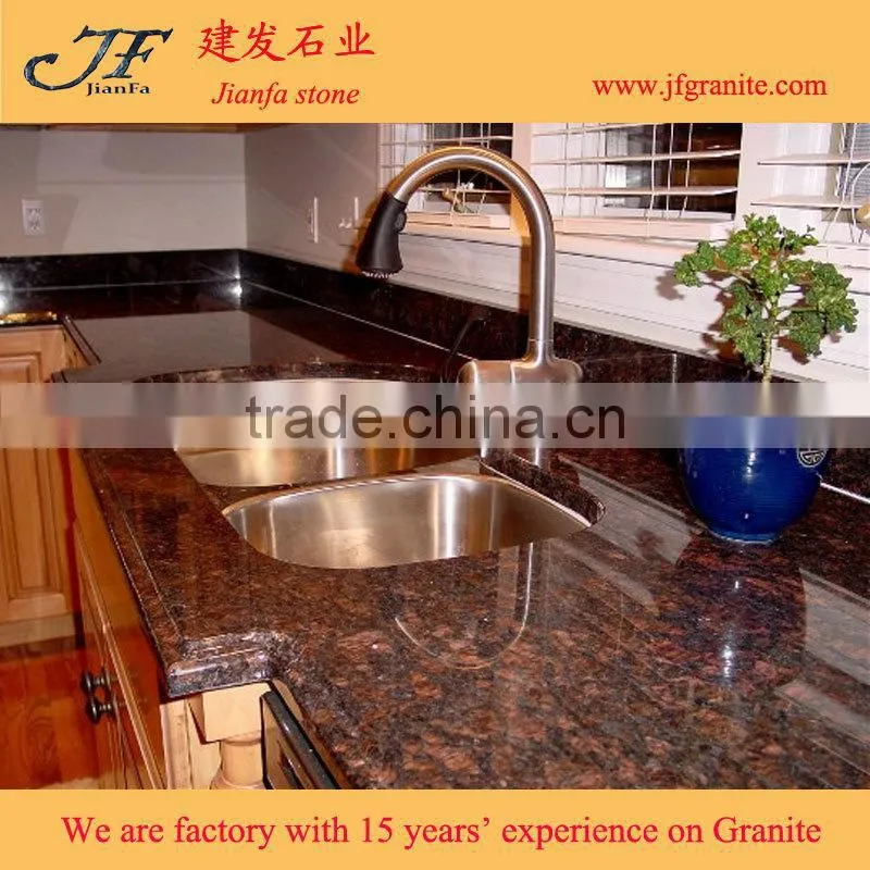 2017 New Antique Tan Brown Granite Kitchen Countertop With Stainless Steel