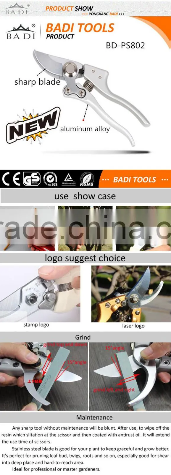 8 inch Garden Scissors Pruning Tool Type and hand tree shear