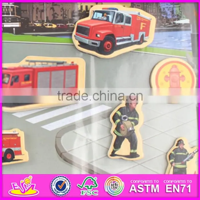 2016 new design 23 pieces kids educational toy wooden custom magnetic puzzles W14J004