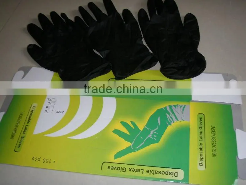 Tattoo Gloves--Powder Free/Black/Natural Latex/100pcs per box