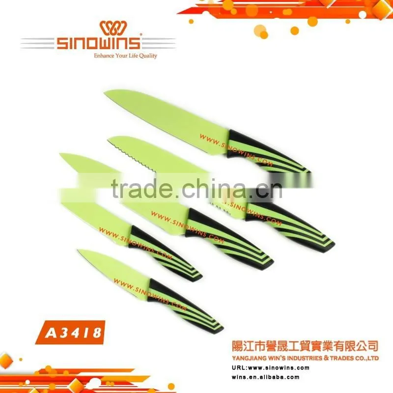 A3418 New design Hot Sale High Quality 5pcs Stainless Steel Knife Set with Non-stick Coating