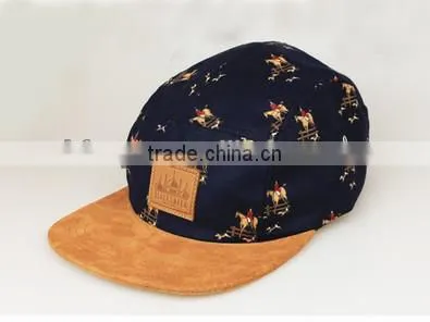 Adjustable Plain Suede Brim 5 Panel Camp Cap