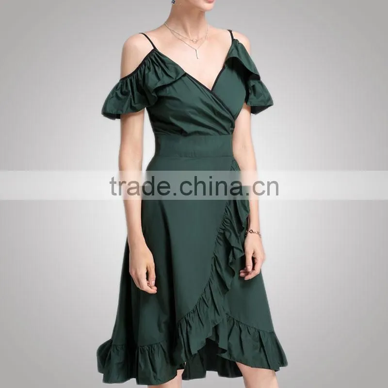 Fashion Design Classic Look Young Ladies Green Dress For Tall Women
