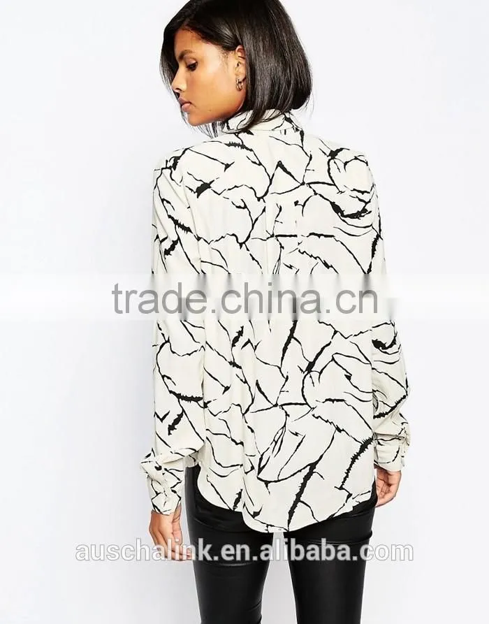2016 high quality decent long sleeve print shirt wholesale OEM service