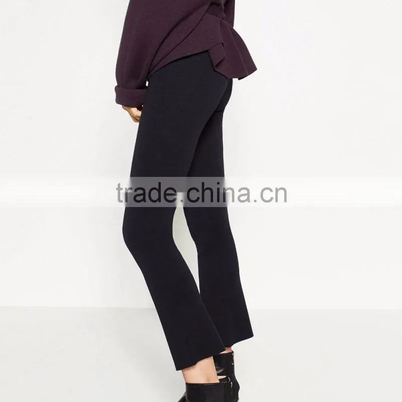 2016 Ladies top design fashion custom women apparel bell-bottom pants wholesale