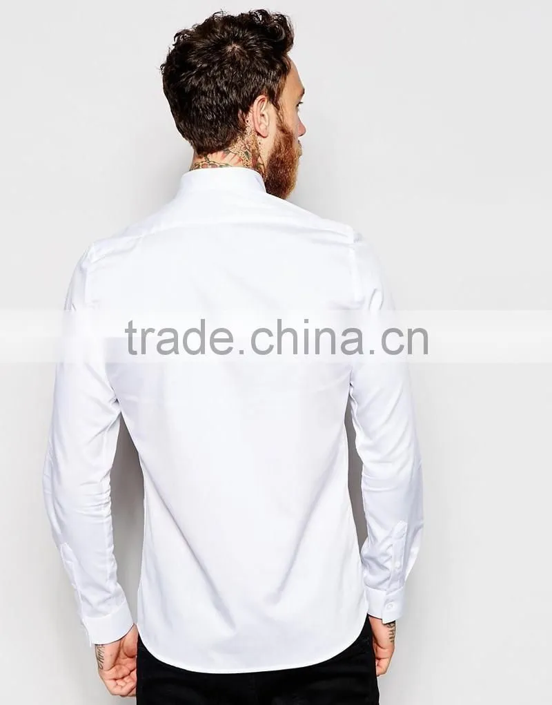 super soft cotton blank white shirts with skull button