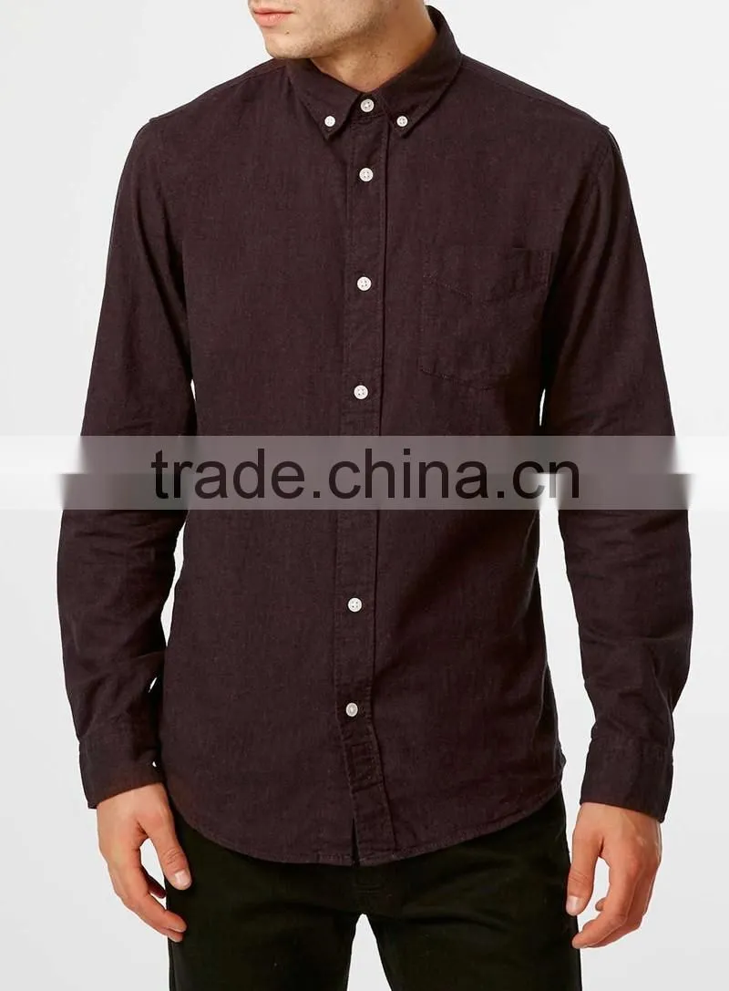 Burgundy hemp cotton blend shirts for man