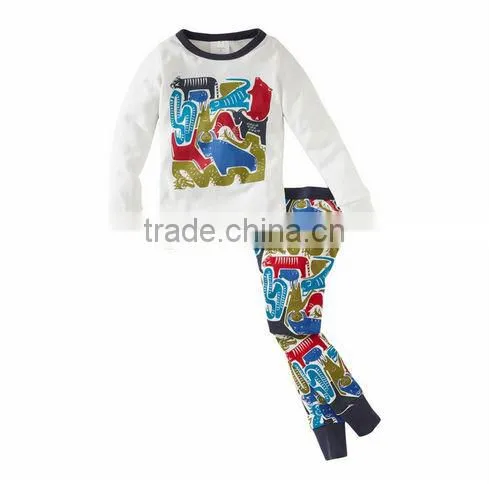wholesale screen printed graphic baby clothes set pajama