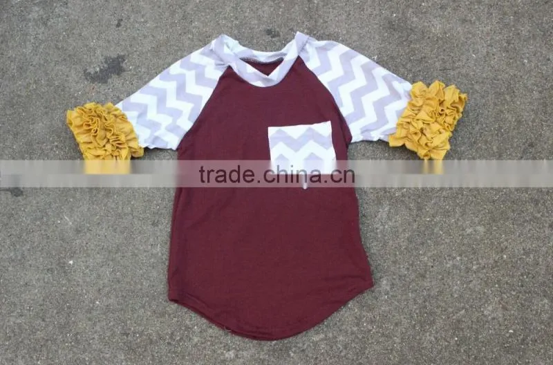 pernickety boutique baby girl raglan shirt ruffle long and the 3/4 sleeve wholesale 2016 winter shirt children girls top