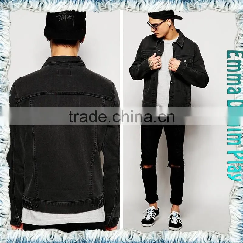 EMMA PRIVATE CUSTOMIZED MADE Fashion Designer Mens Black Denim Jackets Wholesale