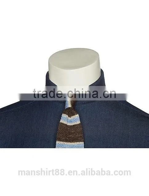 2017 extremely cut away collar man washed denim shirt
