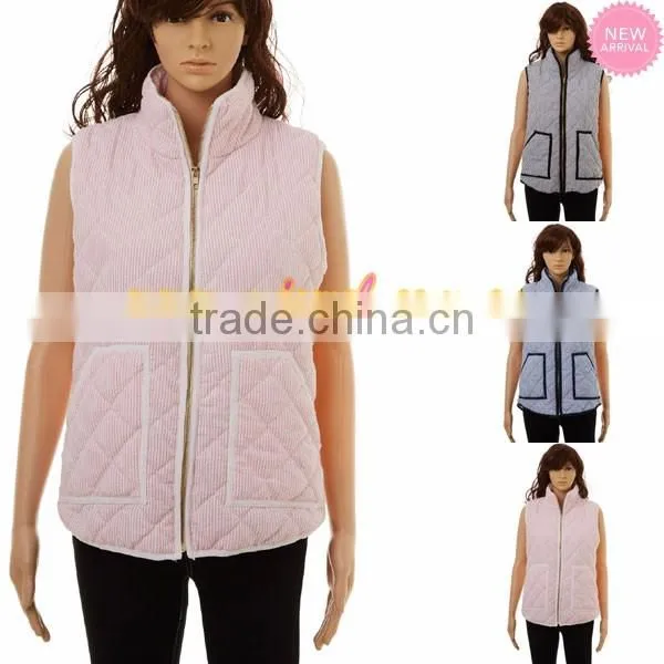Wholesale women seersucker quilted vest