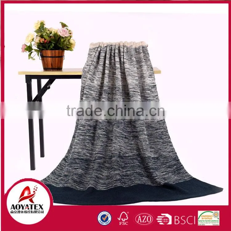 100% acrylic blanket, plaid knitted wholesale throw winter blanket