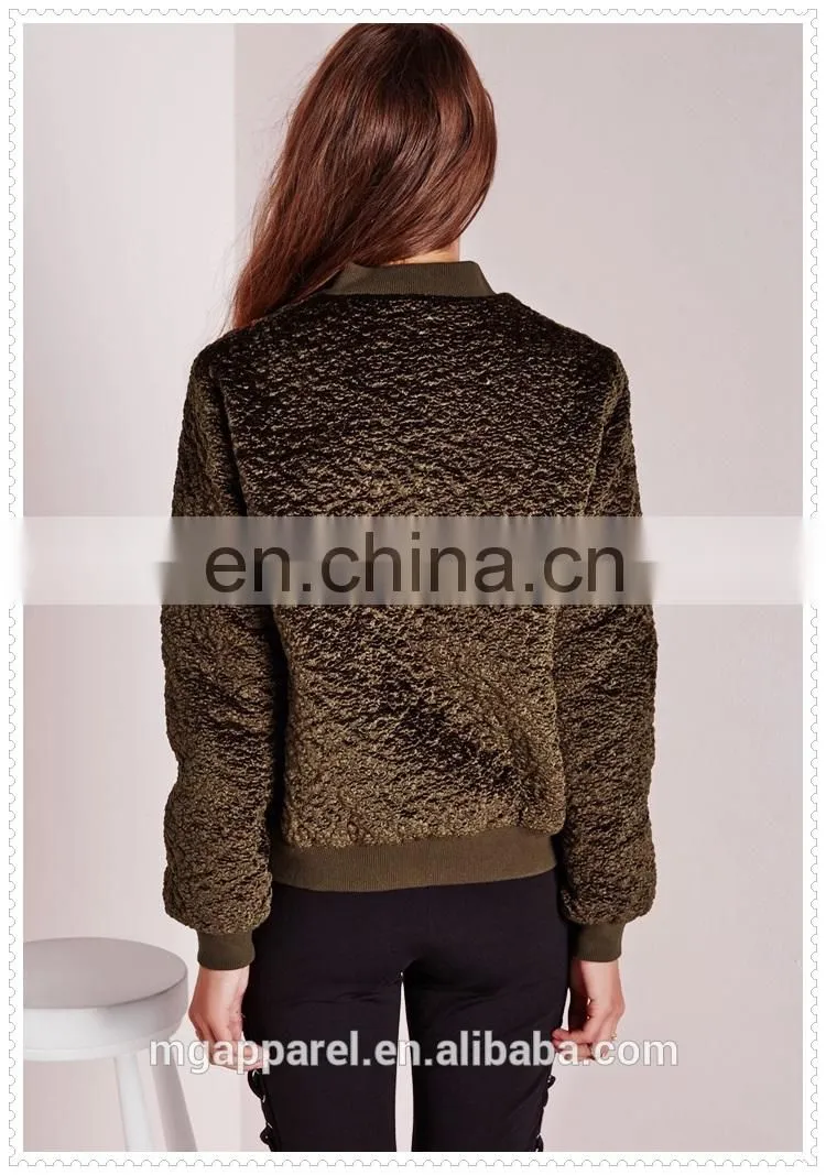 custom luxe khaki wool bomber jacket winter wholesale low price OEM