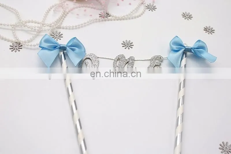 Newest One with Bow Baby Girl/Boy Birthday Paper Cake Bunting