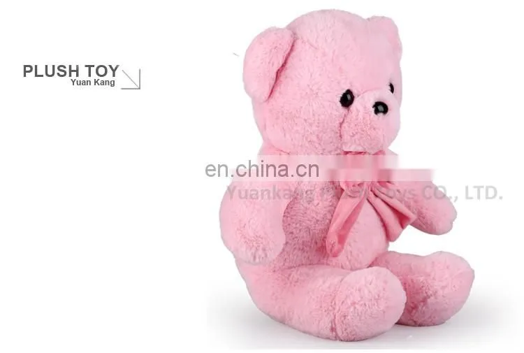 Cuddly Pink stuffed bear soft plush teddy toy with Knitted Bowtie