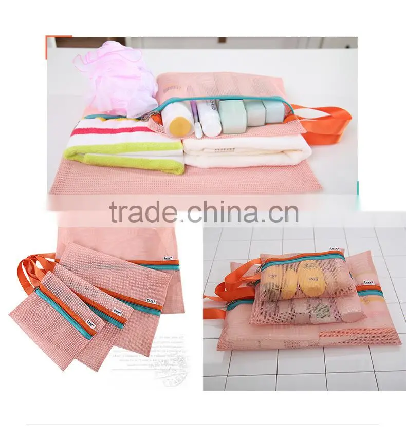 Good Bag 4 Pcs/set Portable Handle Mesh Travel Pouch Tote Bag Packable Zipper Toiletry Tote Underwear Organizer Storage Bag