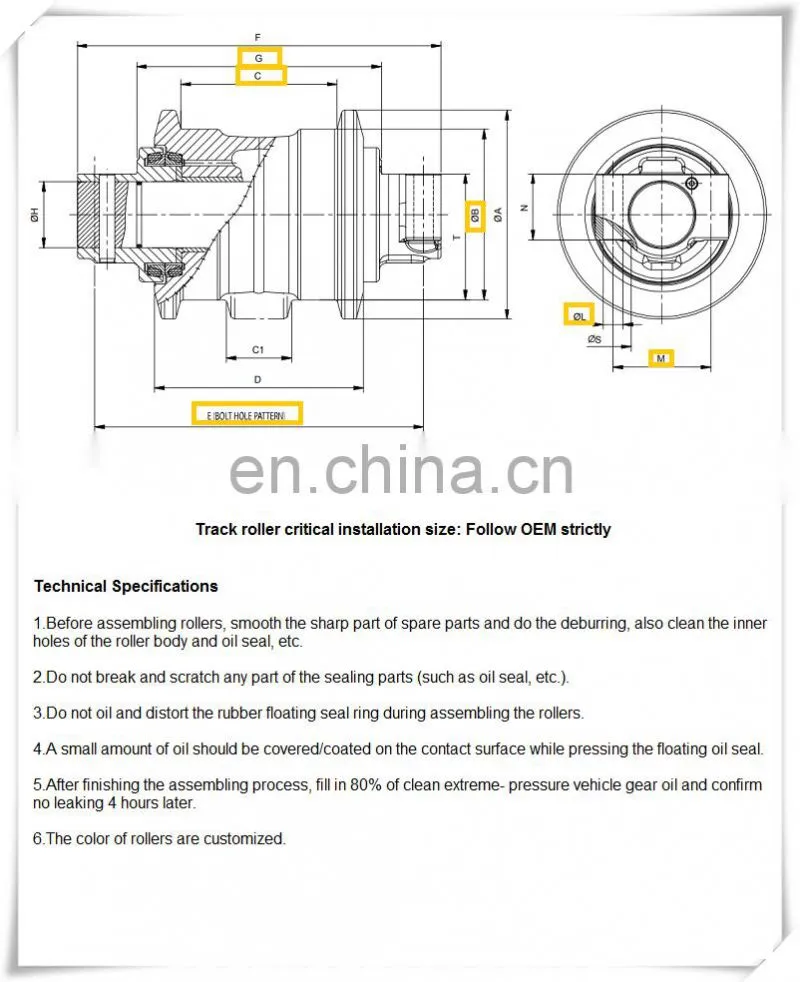 Excavator Parts Track Roller Bottom Roller