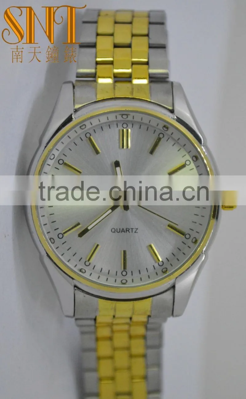 SNT silver alloy case, silver with gold stainless steel watch