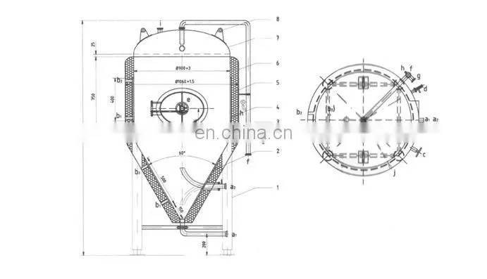 500L Concial Beer yogurt Fermentation Tank with Cooling Jacket