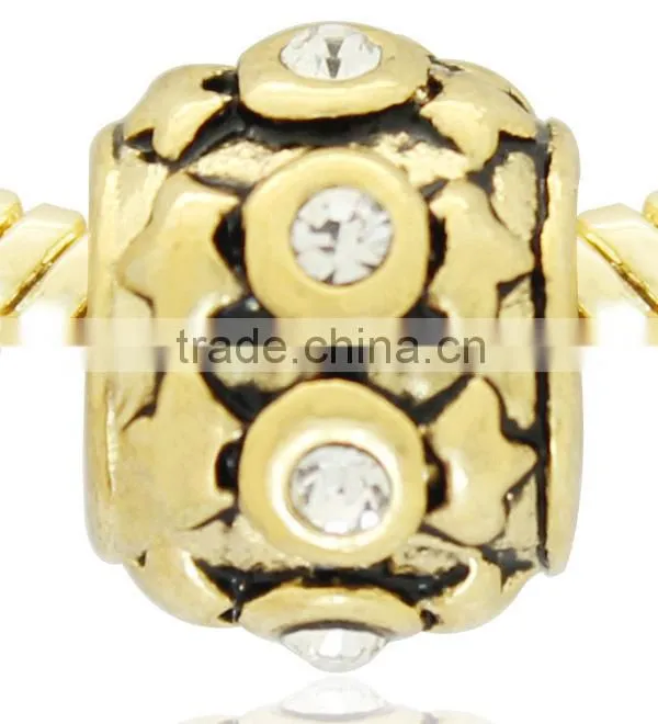 gold plated crystal paved faberge egg bead for bracelet jewelry