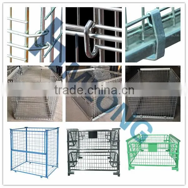 Galvanized metal foldable pallet mesh cages