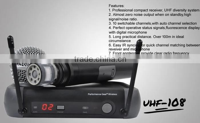 Good Quality High Sensitive Best Microphone For Karaoke UHF-108