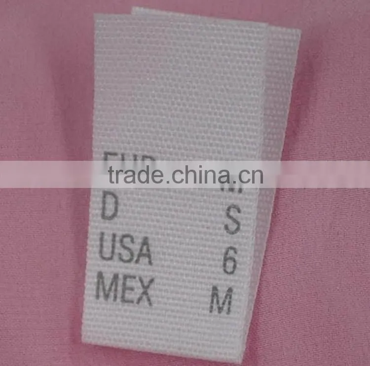 Made in china First Grade screen printed coat size label