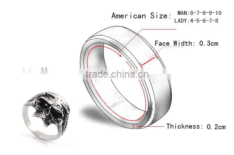Wholesale turkey ring stainless steel skull head ring for men