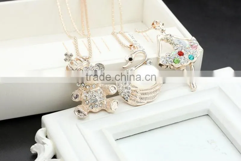 Fashion rhinestone long clothing accessories women's Opal pendants Joker personality sweater chain necklace