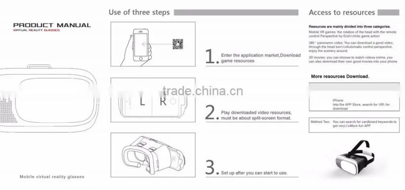 Head Mount Hot selling VR box 3D google glasses for samsung S7 and S7 edge