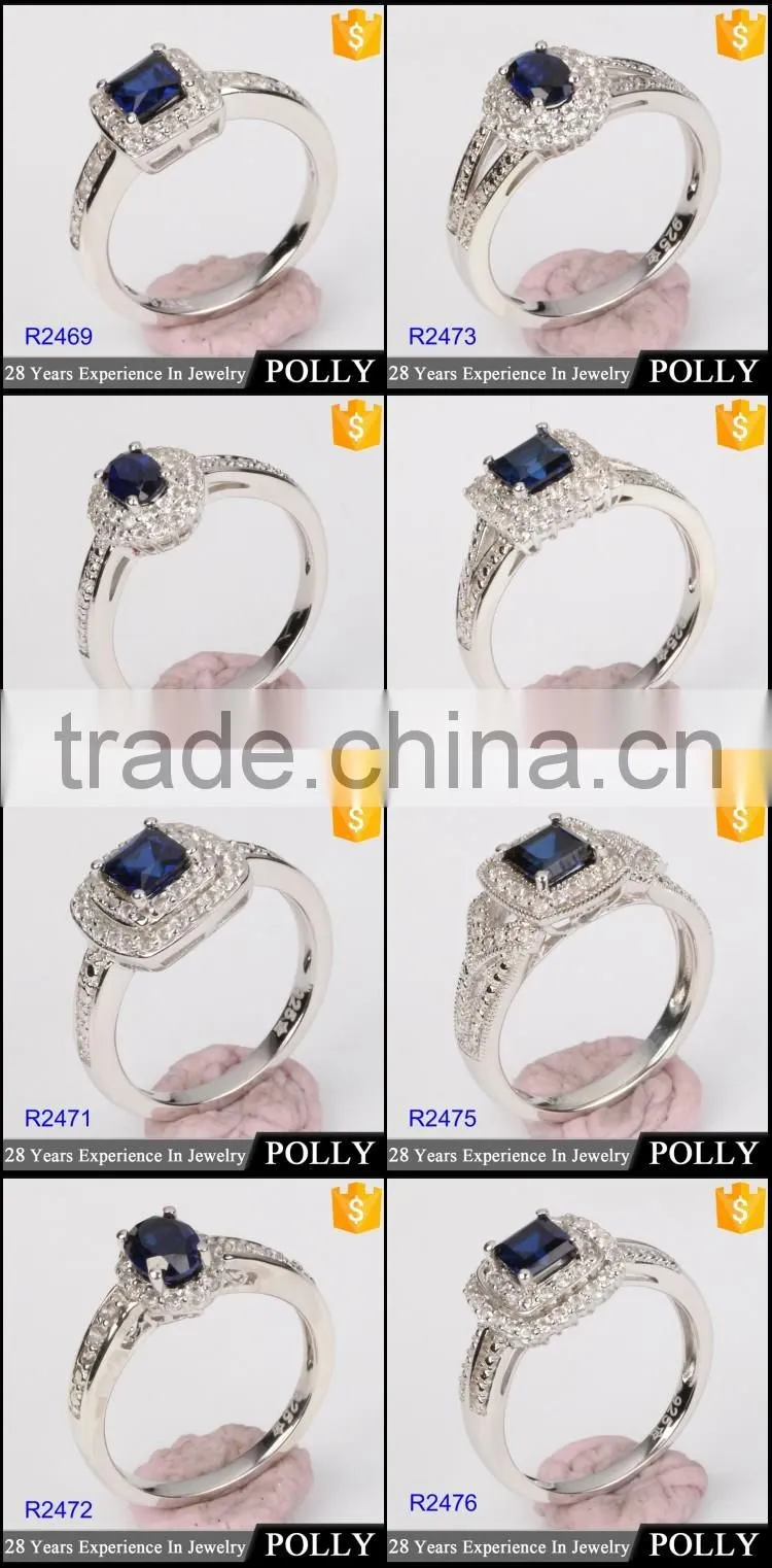 Fahion prong setting square natural stone crystal silver engagement ring