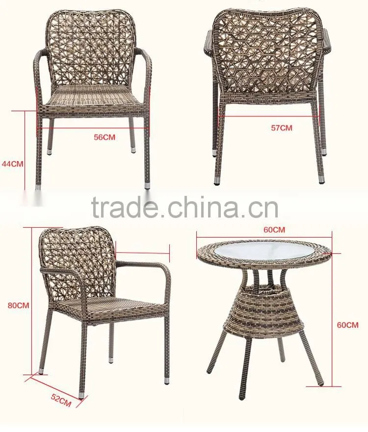 Hot Sale Outdoor French Cafe Chairs Pe Wicker Synthetic Garden Furniture Rattan Set