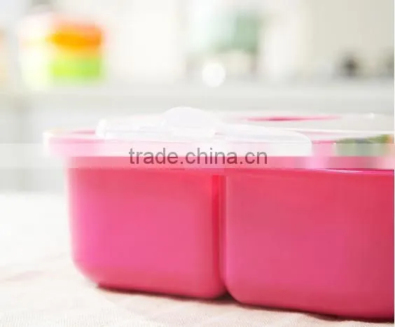 4pcs division plastic lunch box with handle
