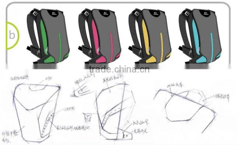 (160436) Cheap waterproof climbing hiking strong nylon backpack travelling bag with led light