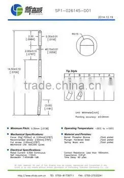 High current spring test probe pin ,PCB contact probe pin