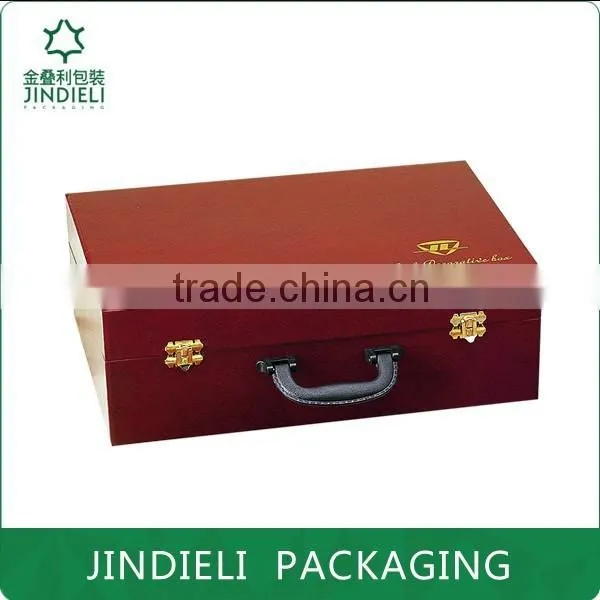 luxury metal locking red wood gift box stores