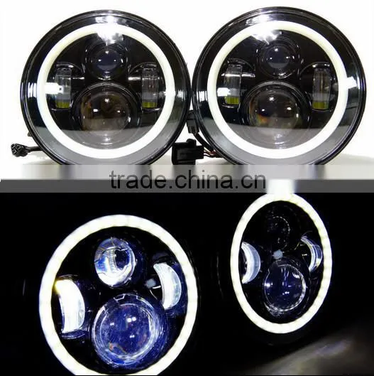 LED Headlights With Angle Eyes For Jeep Wrangler