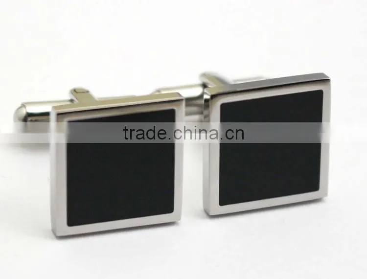 316L stainless steel square Black enamel cufflinks for men