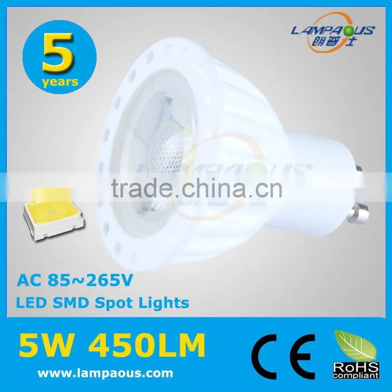 popular in Europe energy saving indoor ceiling light 5 watt smd led dimmable gu10 ceramic spot light bulb
