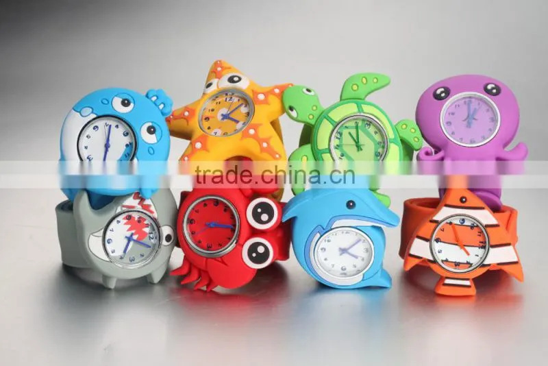 marine starfish silicone snap quartz kids watch for christmas with ROHS