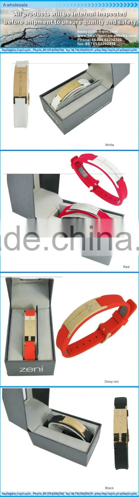 Good popular creative silicone 316L stainless steel energy bracelet