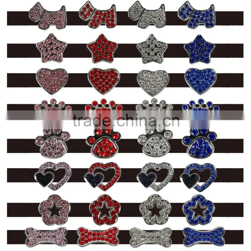Rhinestone bling 10mm Alloy charm slide charms