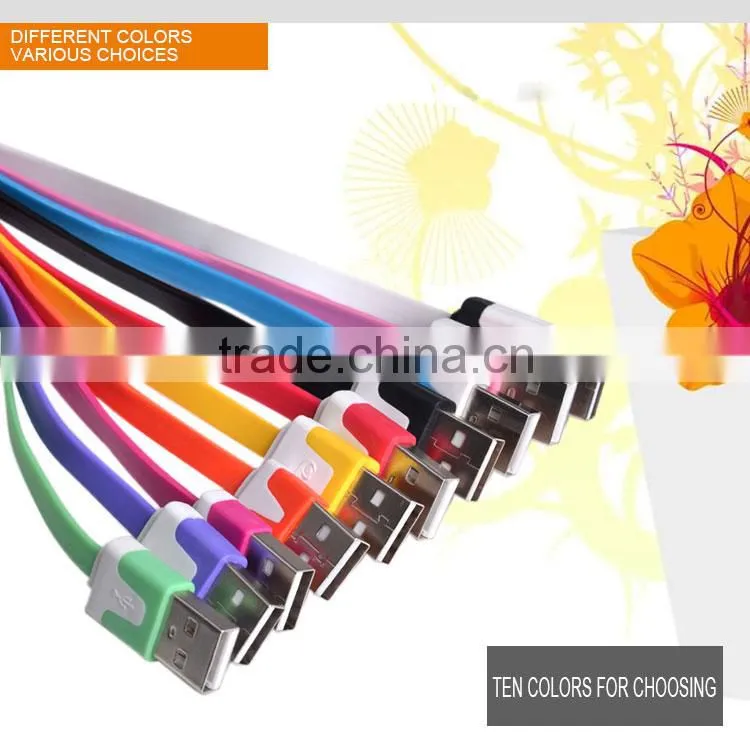 1M Colorful Noodle usb micro cable for Blackberry