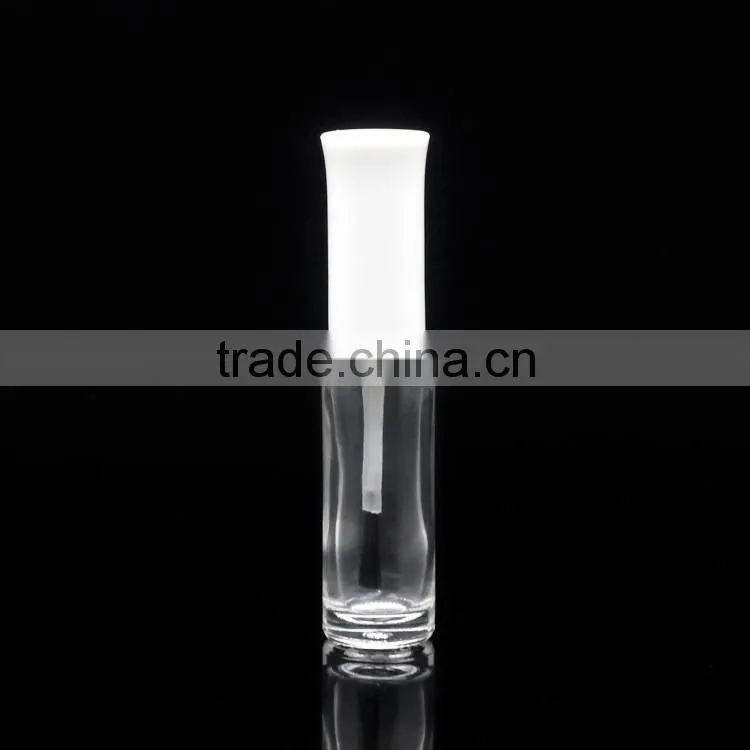 empty mini slim custom nail polish bottle with brush and white cap