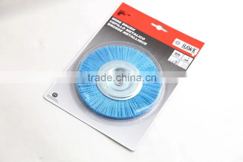 nylon wire wheel brushes packed on display cards, diameter 150mm or 6"