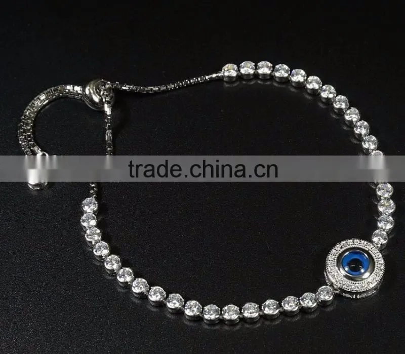 Hot sale 925 Sterling Silver Created Blue &White CZ Sapphire Tennis Bracelet