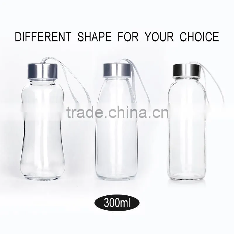 Private label Eco-friendly unbreakable glass water bottle with silicone sleeve
